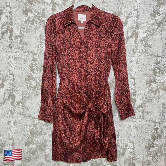 Cinq A Sept Gaby Button Front Tie Waist Shirt Dress in Rosewood - Picture 1 of 6